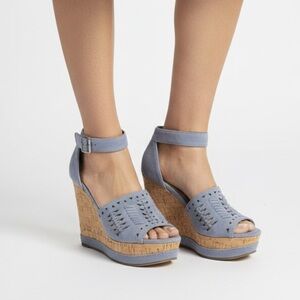 Marc Fisher light blue Suede Wedge Sandals size 6.5 brand new